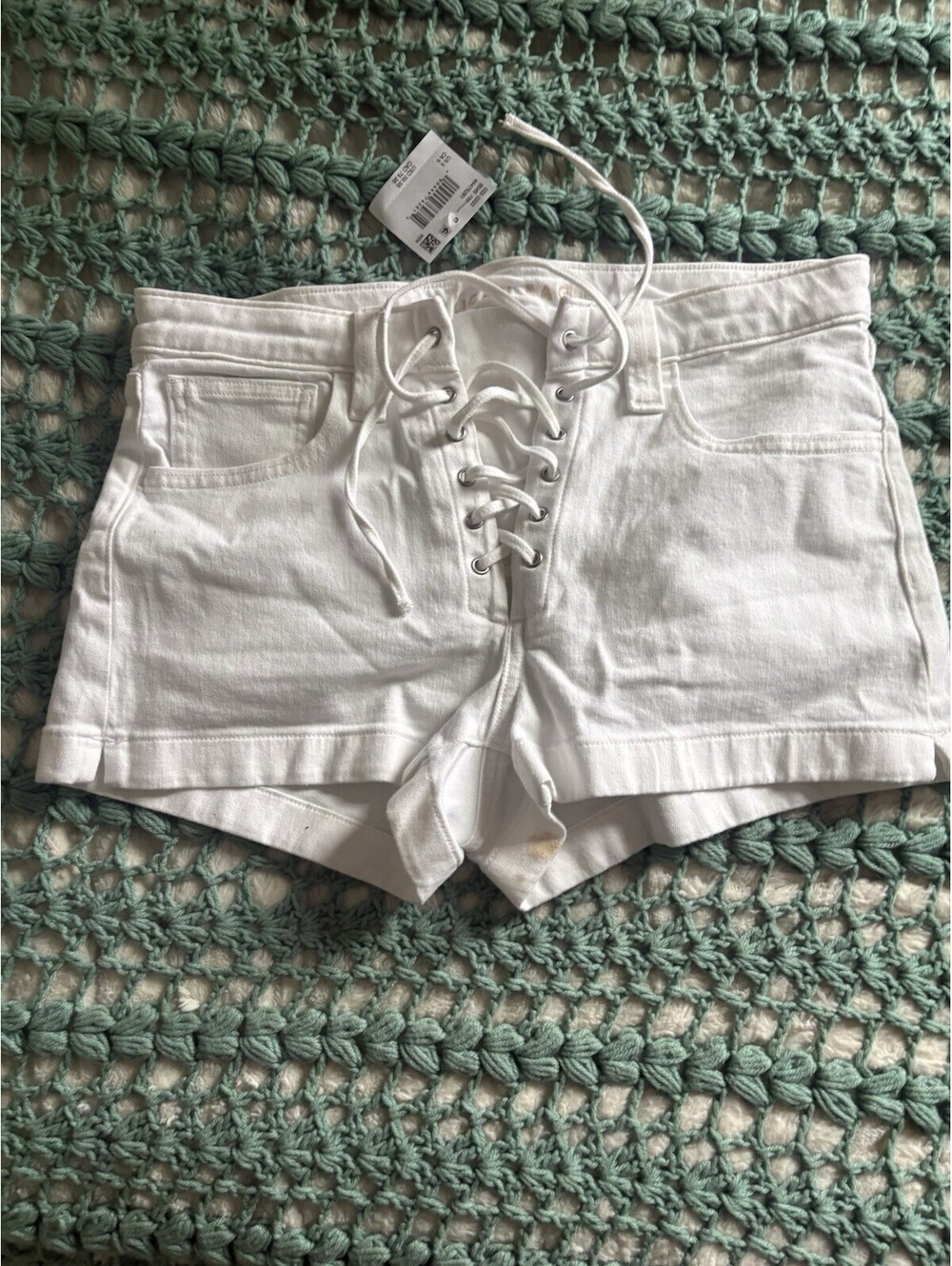 Brand New White, American Eagle Tie Up Shorts With Tags Check Out Photos